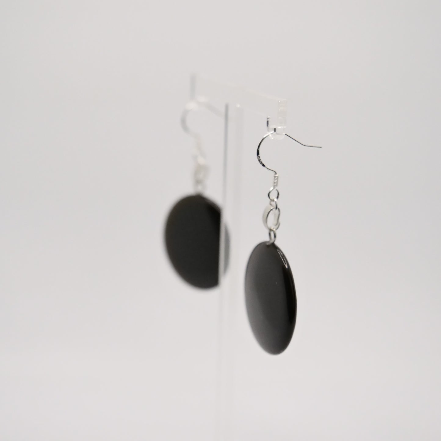 925er Sterling Silber Ohrringe mit schwarzem Obsidian