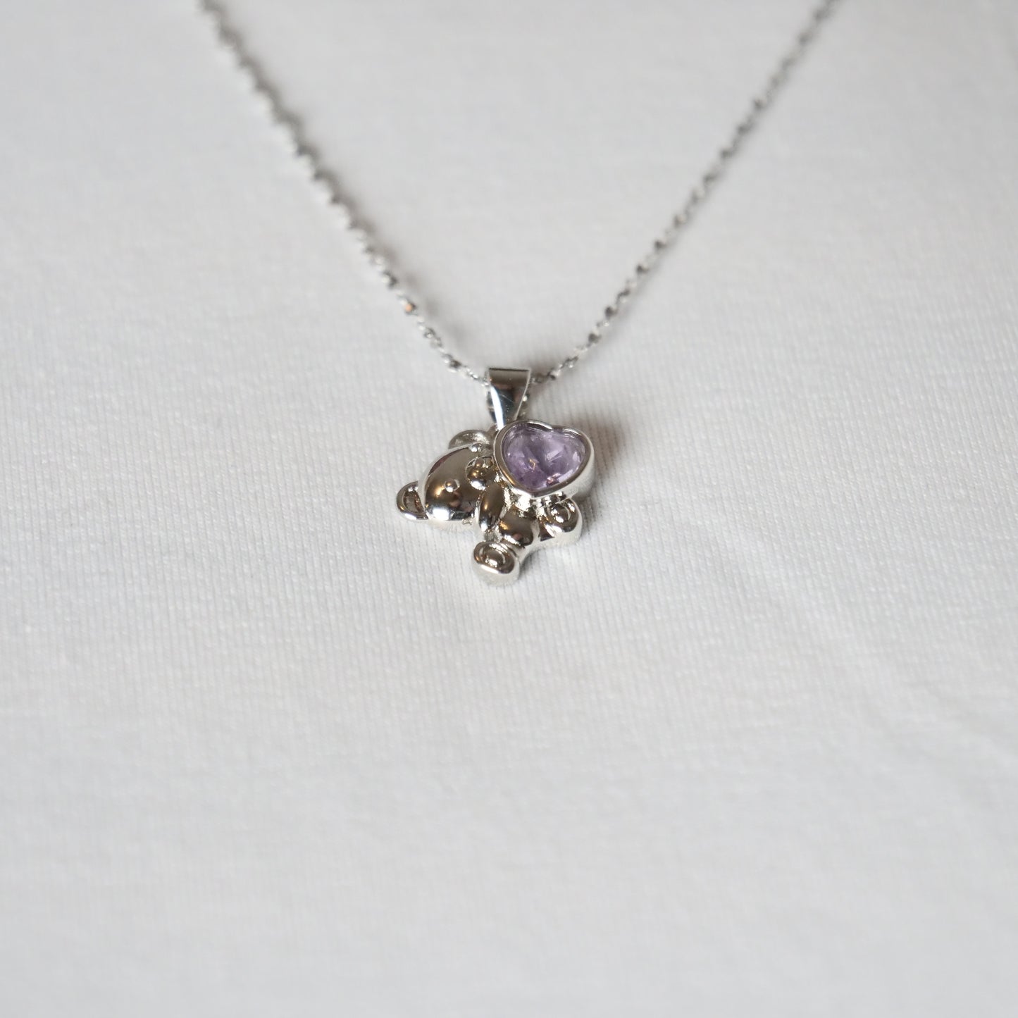 Kette "Bärchen" aus Edelstahl, mit Amethyst