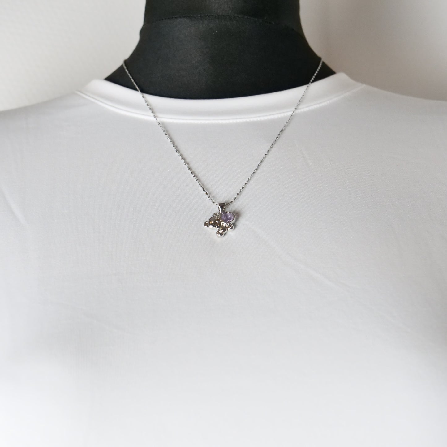 Kette "Bärchen" aus Edelstahl, mit Amethyst