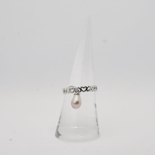 Herzchen-Ring mit Tropfenperle