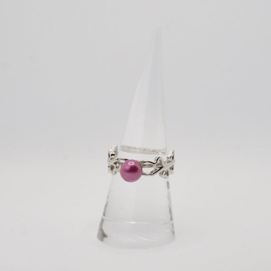 Ring mit Herzchen und Perle in pink