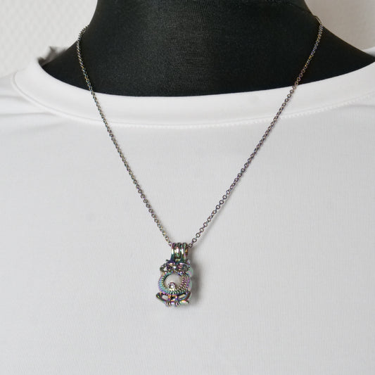 Kette Regenbogen-Eule mit Perle