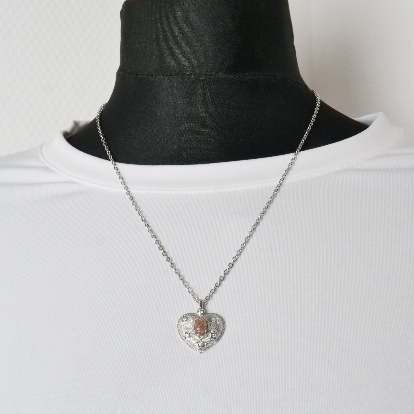 Kette Silberherz mit Sonnenstein