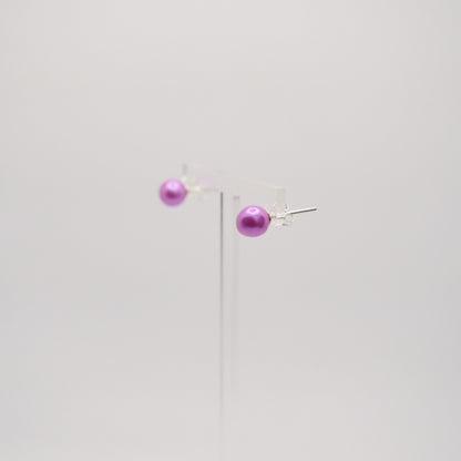 Ohrstecker. 925er Sterling Silber, mit Perle in Pink