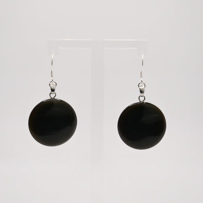 925er Sterling Silber Ohrringe mit schwarzem Obsidian
