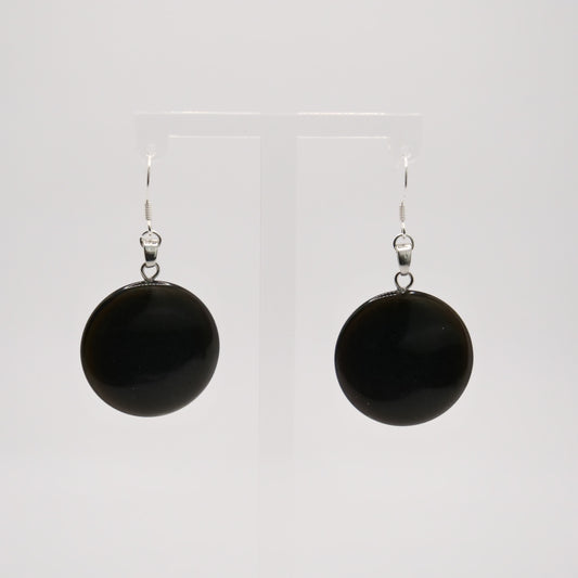 925er Sterling Silber Ohrringe mit schwarzem Obsidian