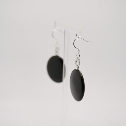 925er Sterling Silber Ohrringe mit schwarzem Obsidian