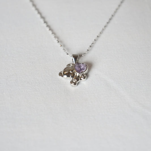 Kette "Bärchen" aus Edelstahl, mit Amethyst